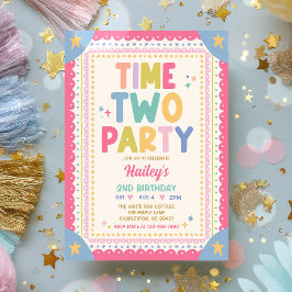 Convite Festa Caprichosa Menina 2 Anos Time Two Party