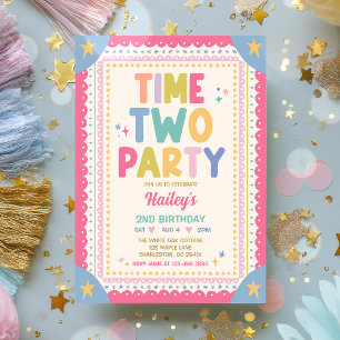 Convite Festa Caprichosa Menina 2 Anos Time Two Party