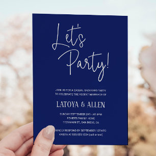 Convite Festa Casual de Noivado Azul - Vamos Festejar