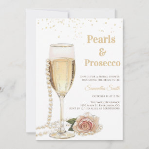 Convite Festa Chá de Noiva Pérolas Elegantes e Prosecco