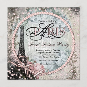 Convite Festa Chic Paris Sweet 16