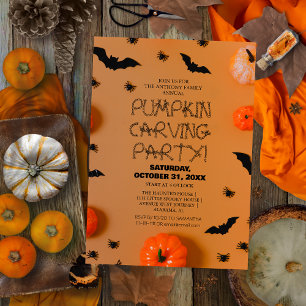 Convite Festa Clássica de Decoração de Abóbora Laranja com