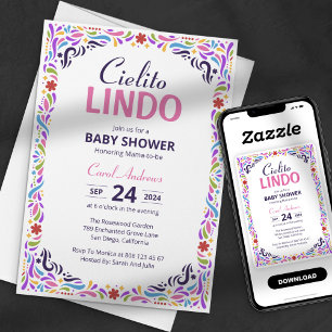 Convite Festa Colorida Cielito Lindo Baby Shower Mexicana