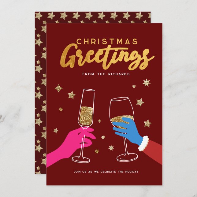 Convite Festa Colorida Colorida de Natal (Frente/Verso)