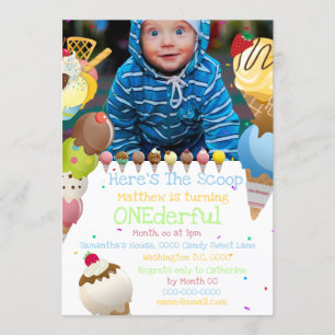 Convite Festa colorida com fotos de verão do sorvete