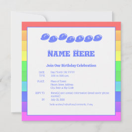 Convite Festa Colorida de Aniversário de criança Azul Arco