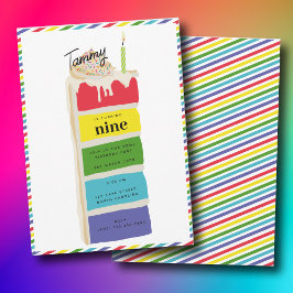 Convite Festa Colorida de Bolo de Aniversário do Arco-Íris