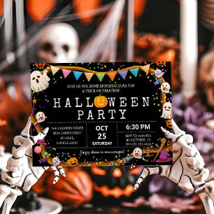 Convite Festa Colorida de Halloween para Crianças Divers