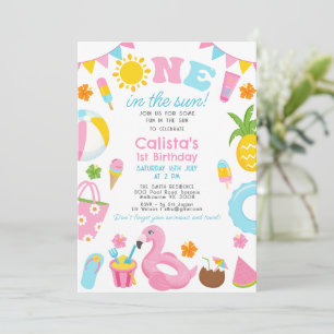 Convite Festa Colorida De Piscina Um No primeiro aniversar