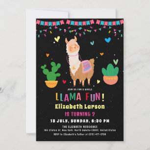 Convite Festa Colorida do Aniversário de criança Llama