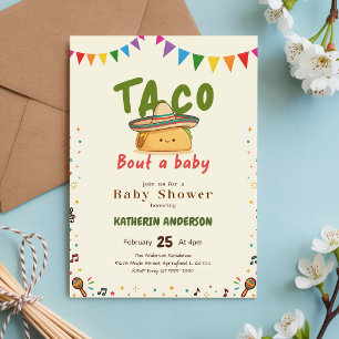 Convite Festa Colorida Mexicana Taco Sobre um Chá de Bebê