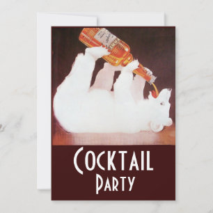 Convite FESTA COM COQUETEL DE URSO POLAR ,branco marrom ve