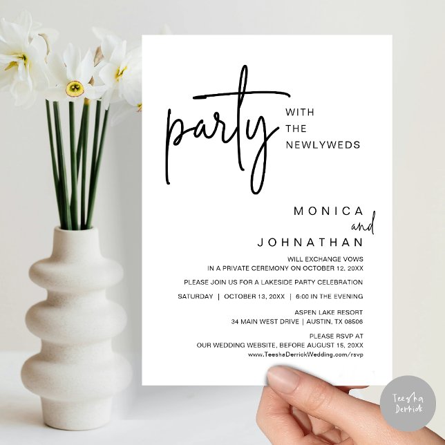 Convite Festa Com Os Recém-Casados, Janto De Casamento (Party with the newlyweds, Post wedding dinner celebration invitation card, PDF, in Black and White)