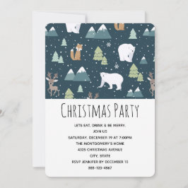 Convite Festa com padrão de animais de inverno de Natal fo