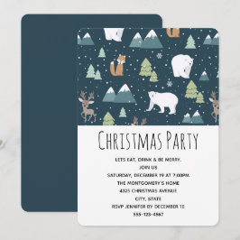 Convite Festa com padrão de animais de inverno de Natal fo