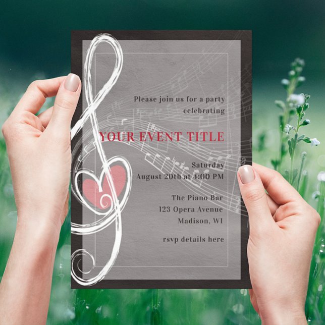 Convite Festa com Tema Musical Love is in the Air (Criador carregado)