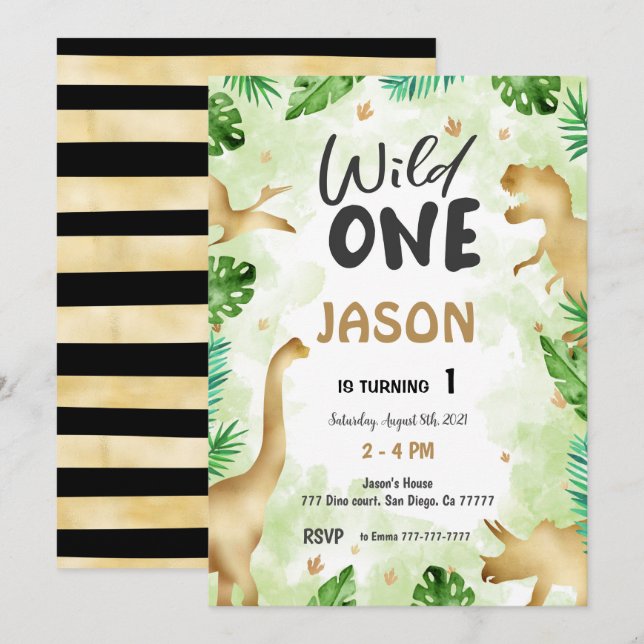 Convite Festa Como Um Dinossauro, Aniversário (Frente/Verso)