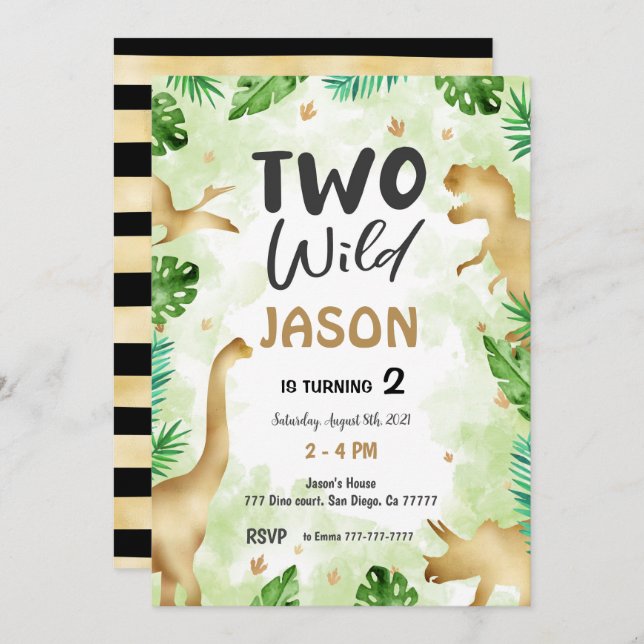 Convite Festa Como Um Dinossauro, Dinossauro Aniversário (Frente/Verso)