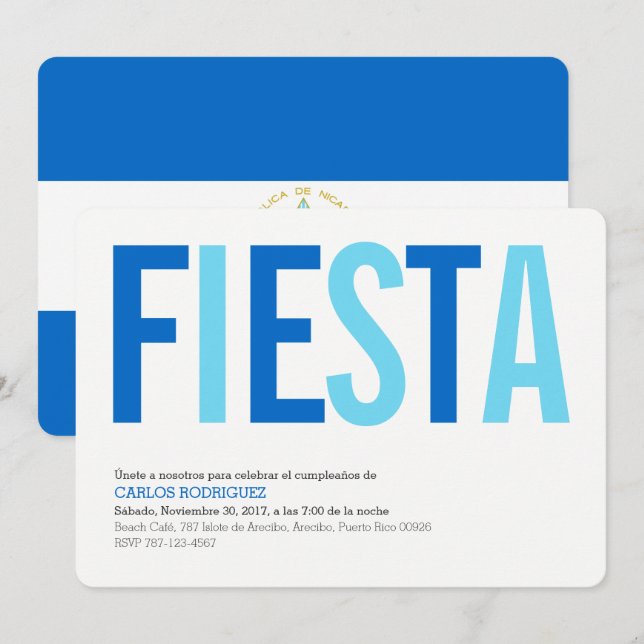 Convite Festa: Convites: Nicarágua: Bandeira da Nicarágua (Frente/Verso)