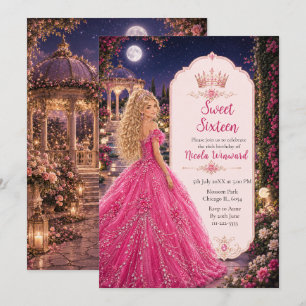 Convite Festa Cor-de-Rosa de 16 Anos da Princesa Real