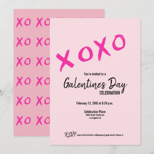 Convite Festa Cor-de-rosa XOXO Galentine's Day Fofo