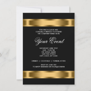 Convite Festa Corporativa Black Gold Black Tie