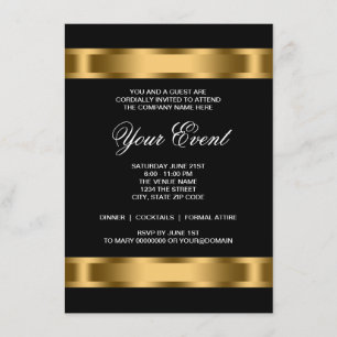Convite Festa Corporativa Black Gold Black Tie