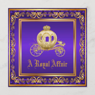 Convite Festa Corporativa de Aniversário Real Dourado Roxo