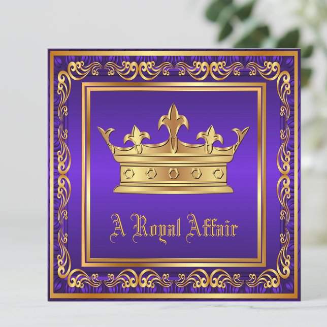 Convite Festa Corporativa de Aniversário Royal Crown Doura (Any occasion invitation. Simply add your details to the front and back.)