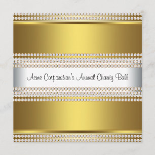 Convite Festa Corporativa de Gala em Dourado e Branco