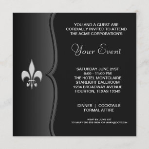Convite Festa Corporativa Fleur De Lis Black Tie