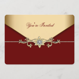 Convite Festa Corporativa Vermelho e Dourado