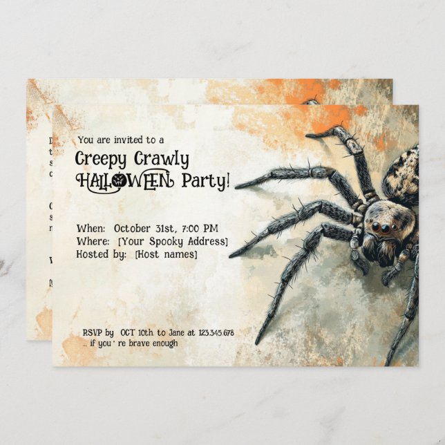 Convite Festa Crawly HALLOWEEN assustadora! (Frente/Verso)