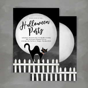 Convite Festa Customizada de Halloween de Gato Preto Assus