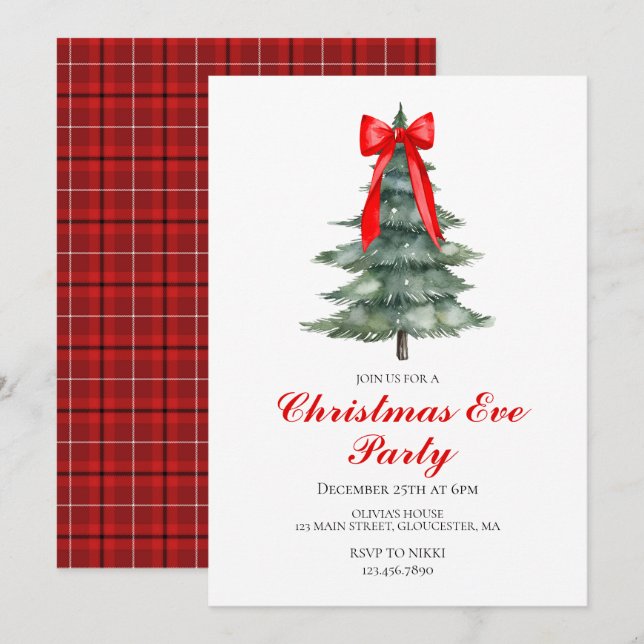 Convite Festa da árvore da véspera de Natal (Frente/Verso)