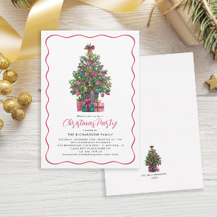 Convite Festa da Árvore de Natal Caprichosa Rosa Festiva