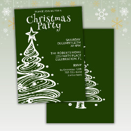 Convite Festa da Árvore de Natal Verde e Branca
