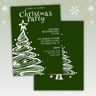 Convite Festa da Árvore de Natal Verde e Branca
