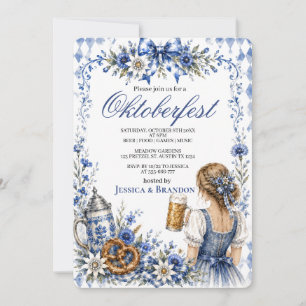 Convite Festa da Cerveja com Pretzel Alemão da Oktoberfest