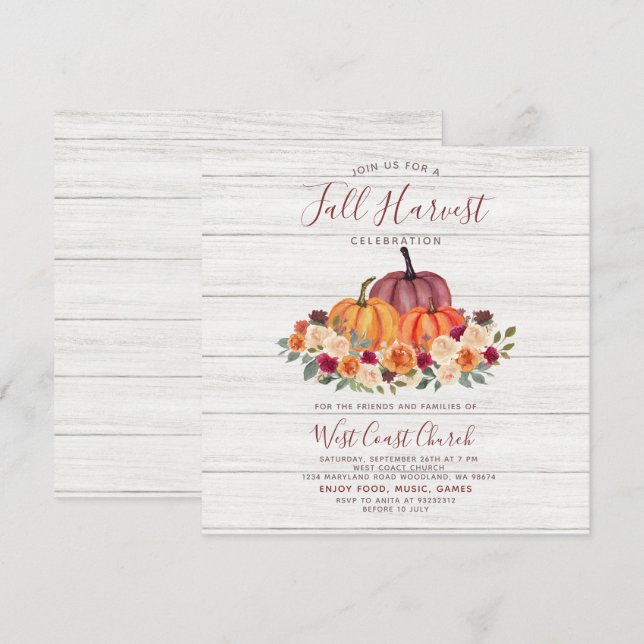 Convite Festa da Colheita de Outono Comunidade Churrasco d (Frente/Verso)