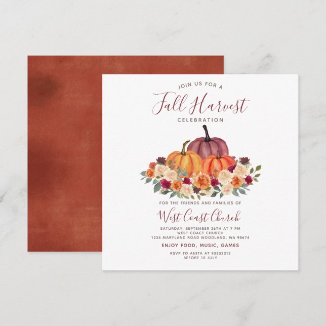 Convite Festa da Colheita de Outono, Fest Out, Comunidade  (Frente/Verso)