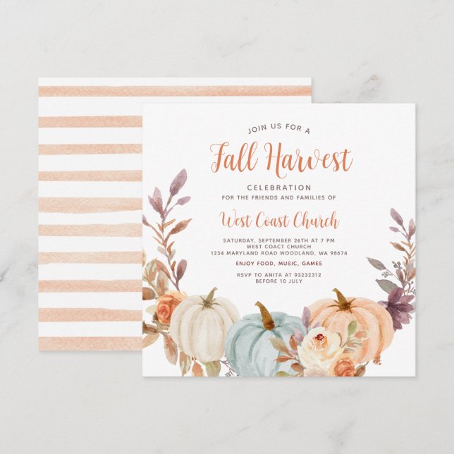 Convite Festa da Colheita de Outono, Festa de Outono, Comu (Frente/Verso)