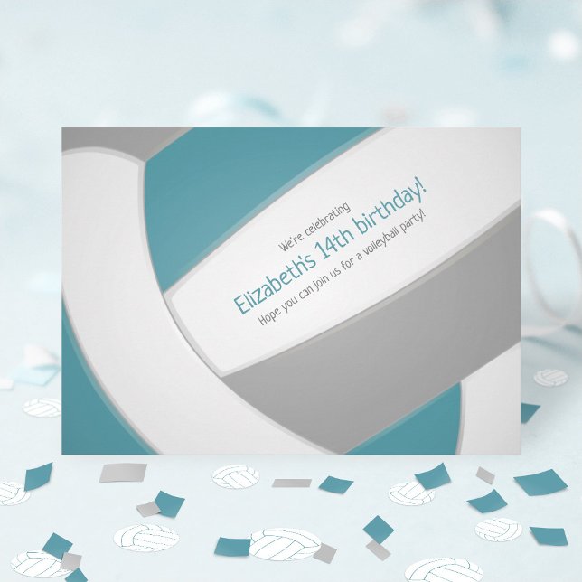 Convite festa da equipe de aniversário de criança de vôlei (Criador carregado)