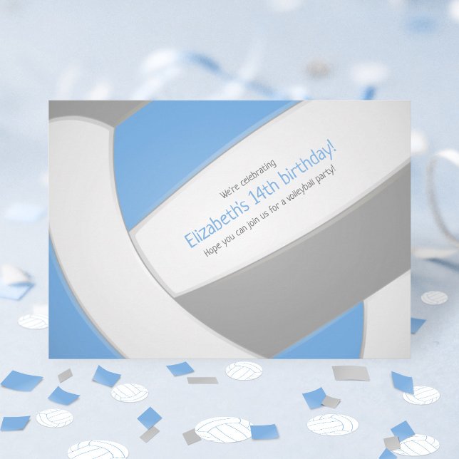 Convite festa da equipe de aniversário de criança de vôlei (Criador carregado)