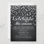 Convite Festa da Família Chalkboard Negra Feriada de Natal<br><div class="desc">Este é um belo cartão de Convite de festas da família Glitter Black Chalkboard Feriado de Natal.</div>