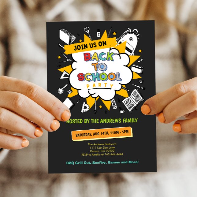 Convite Festa da Família na Escola (Cute Back to School Family Party Invitation)