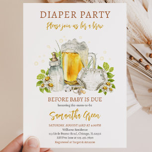 Convite Festa da Fralda Cerveja Antes do Bebê Nascer Chá d