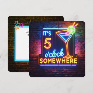 Convite Festa da Hora Feliz dos Cinco Horas de Relógio