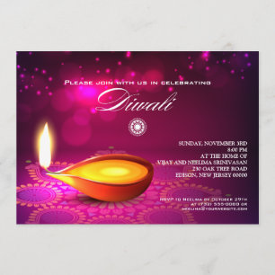 Convite Festa da lâmpada de Bokeh Lights Diwali