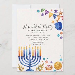 Convite Festa da Menorá Hanukkah Família Judaica